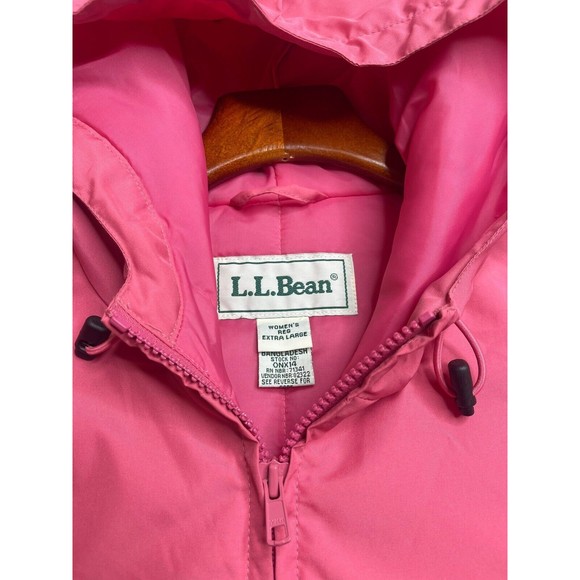 L.L Bean Women’s Rain Wind JacketFull Zip Hooded‎ Pink Windbreaker Reg XL - Picture 2 of 10